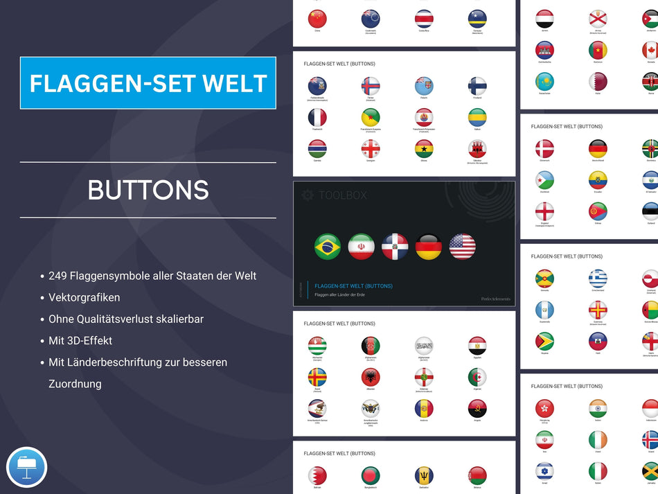 Keynote: Flaggen-Set Welt (Buttons)