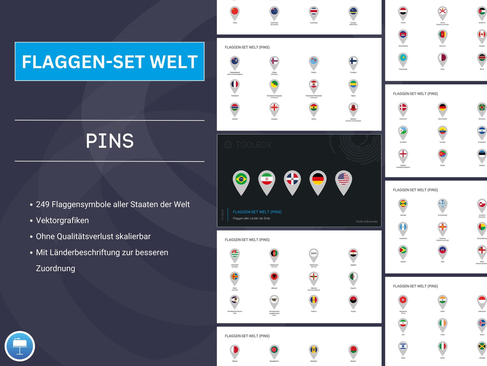 Keynote: Flaggen-Set Welt (Pins)