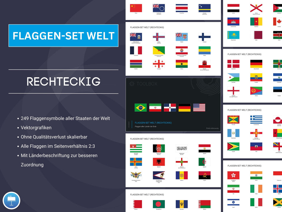 Keynote: Flaggen-Set Welt (Rechteckig)