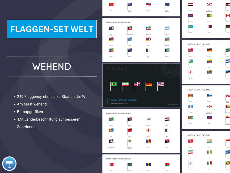 Keynote: Flaggen-Set Welt (Wehend)