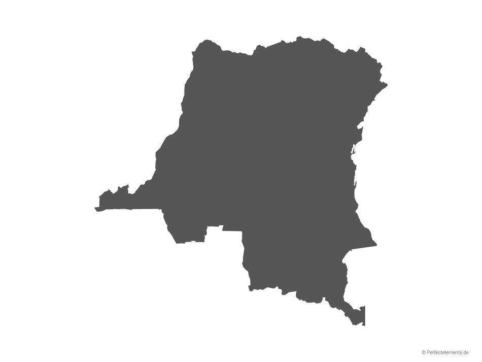 Vektor-Landkarte der Demokratischen Republik Kongo (Einfarbig)