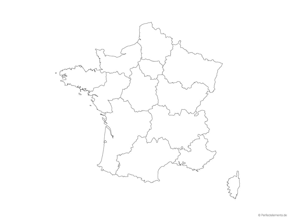 Vektor-Landkarte von Frankreich (Outline mit Regionen)