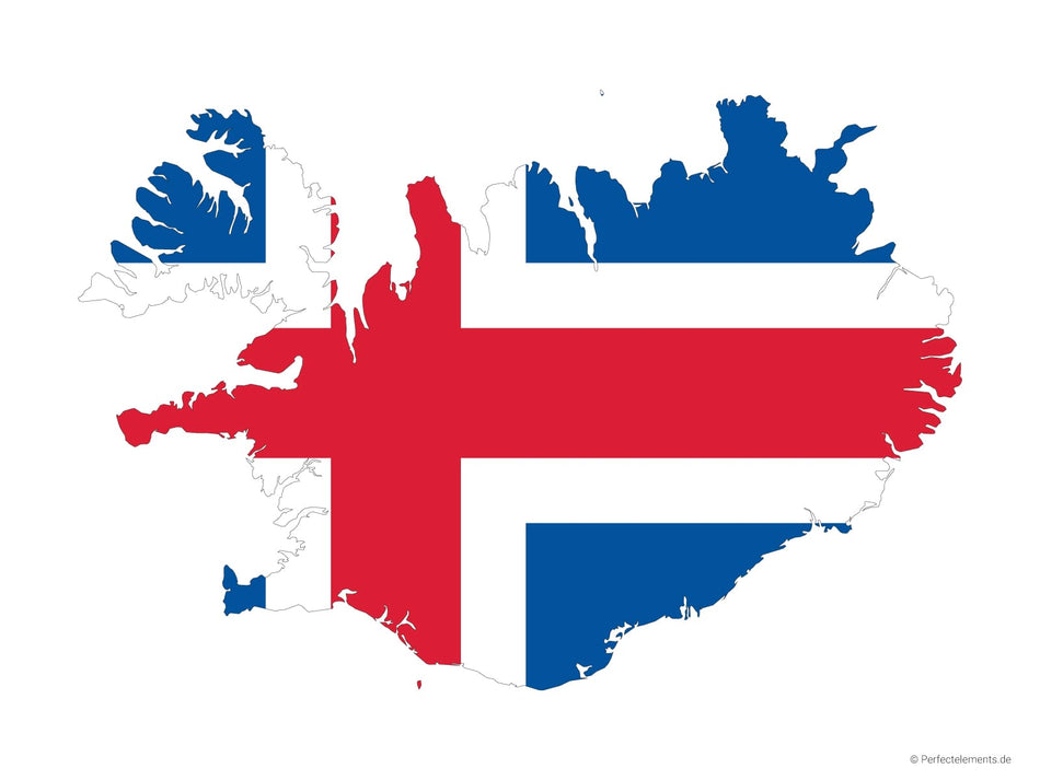 Vektor-Landkarte von Island (Flagge)