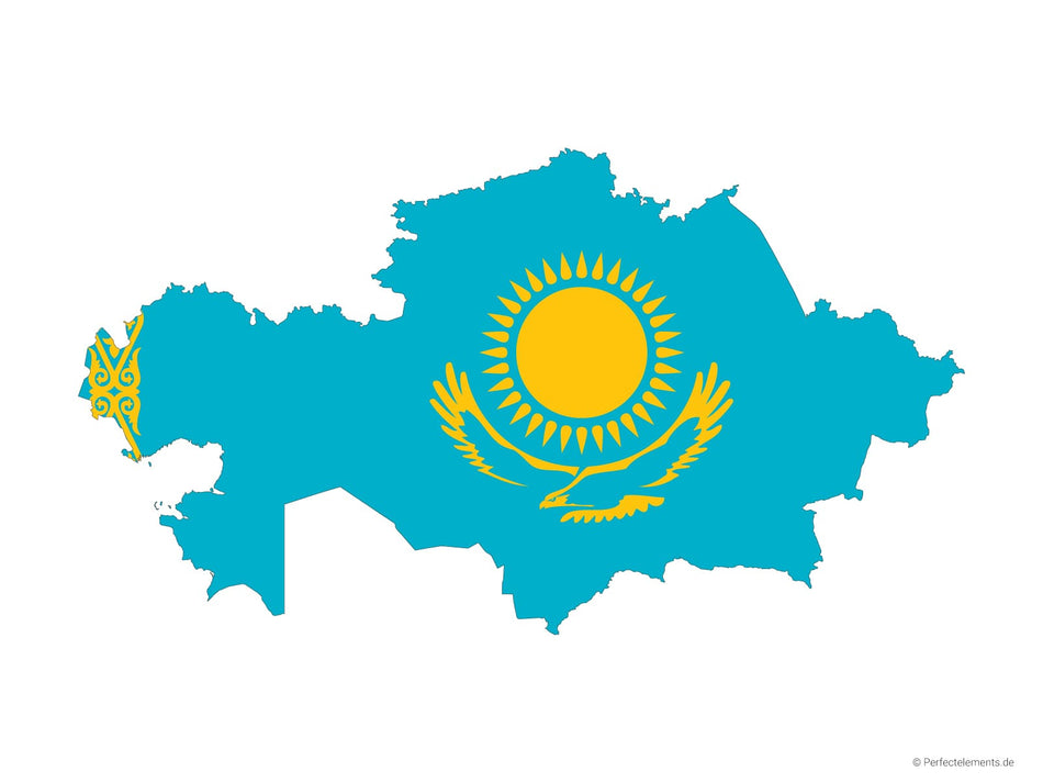 Vektor-Landkarte von Kasachstan (Flagge)