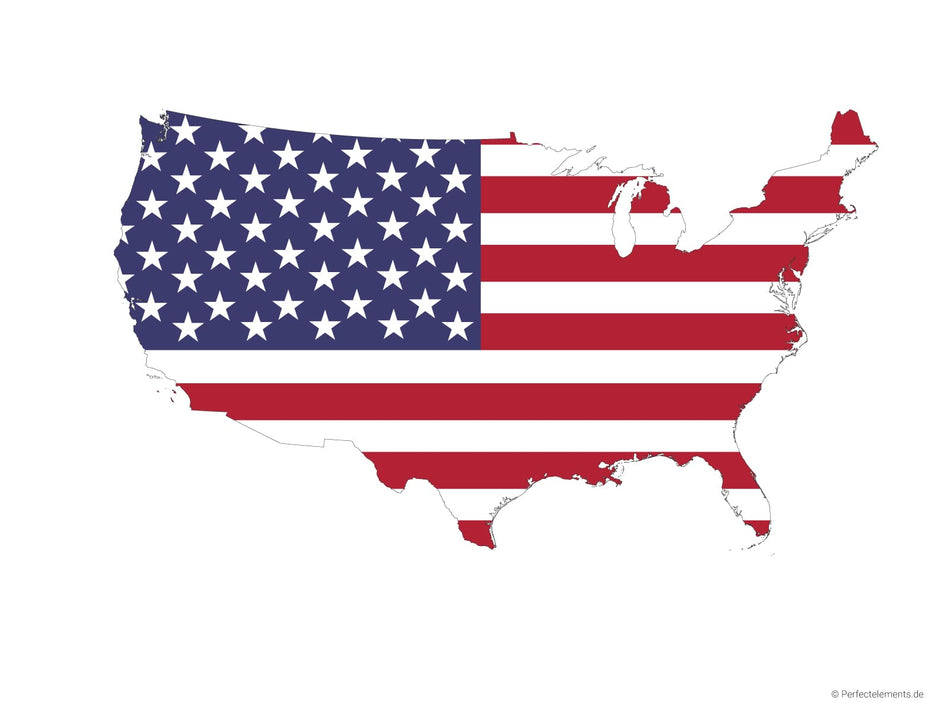 Vektor-Landkarte der Vereinigten Staaten (Flagge)