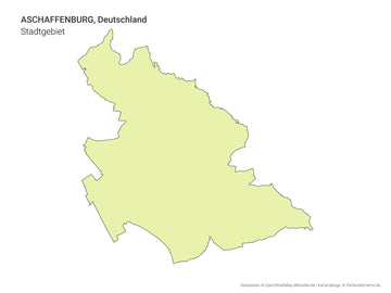 Vektor-Stadtkarte mit dem Stadtgebiet von Aschaffenburg