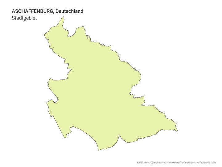Vektor-Stadtkarte mit dem Stadtgebiet von Aschaffenburg