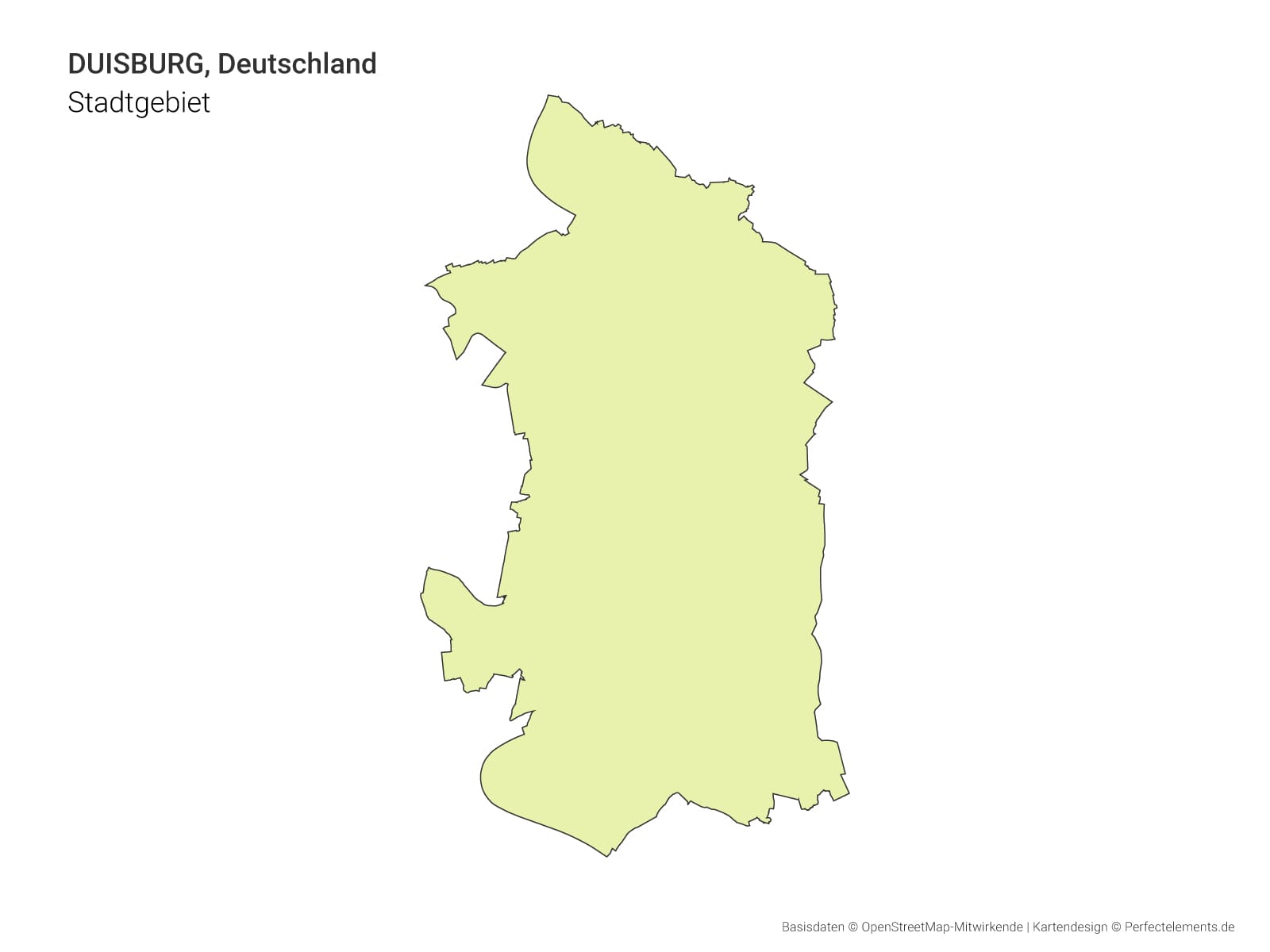 Vektor-Stadtkarte mit dem Stadtgebiet von Duisburg