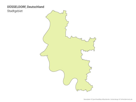 Vektor-Stadtkarte mit dem Stadtgebiet von Düsseldorf