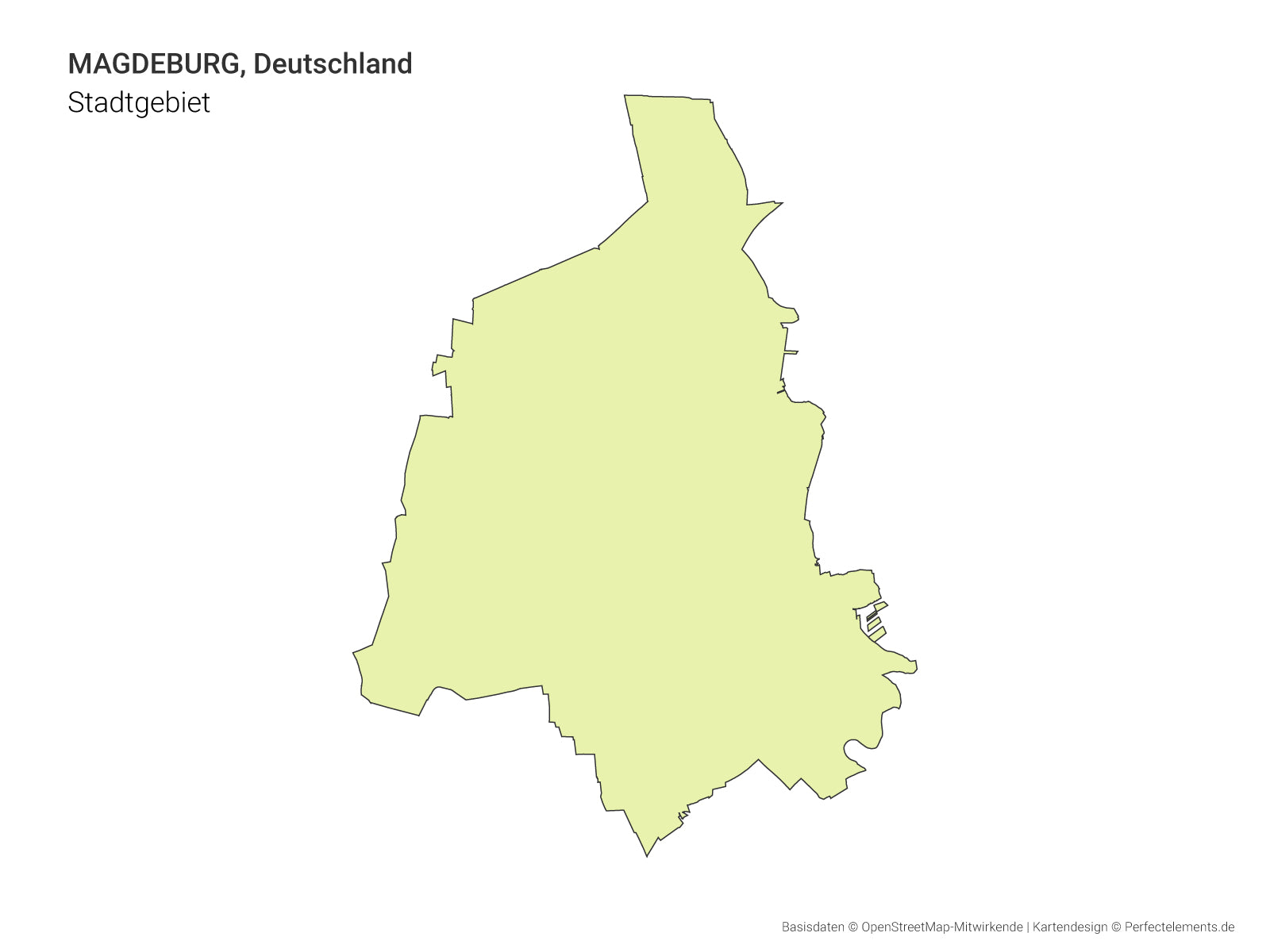 Vektor-Stadtkarte mit dem Stadtgebiet von Magdeburg