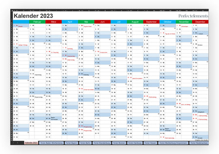 Jahreskalender 2023 im Excel-Format