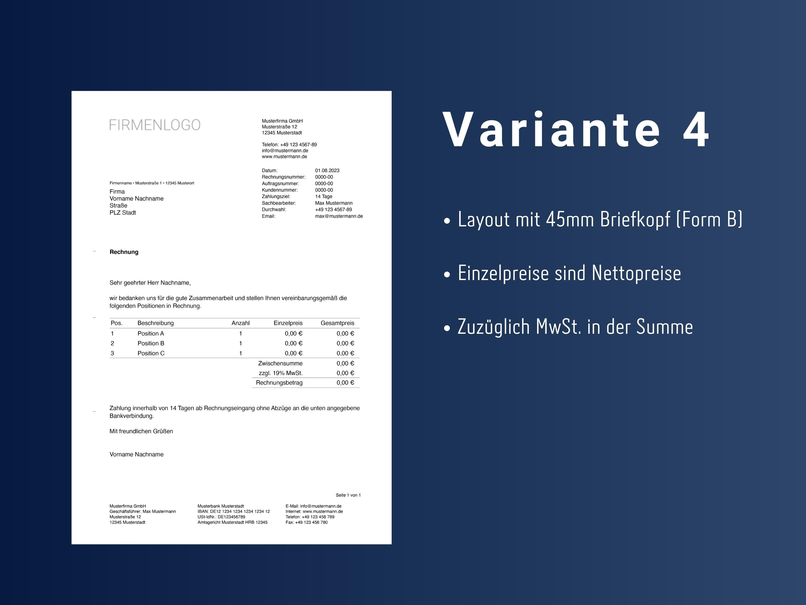 Rechnungsvorlage für Pages (Variante 4)