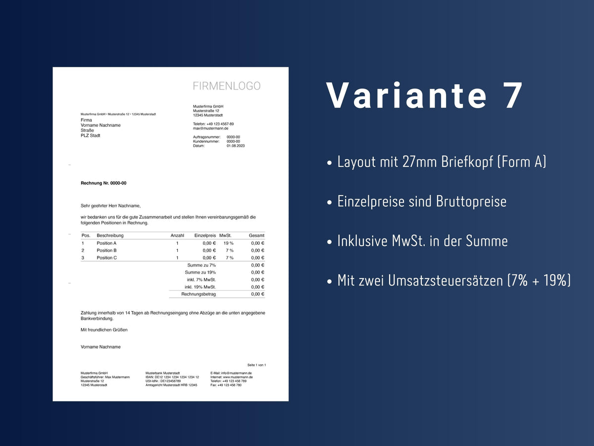 Rechnungsvorlage für Pages (Variante 7)