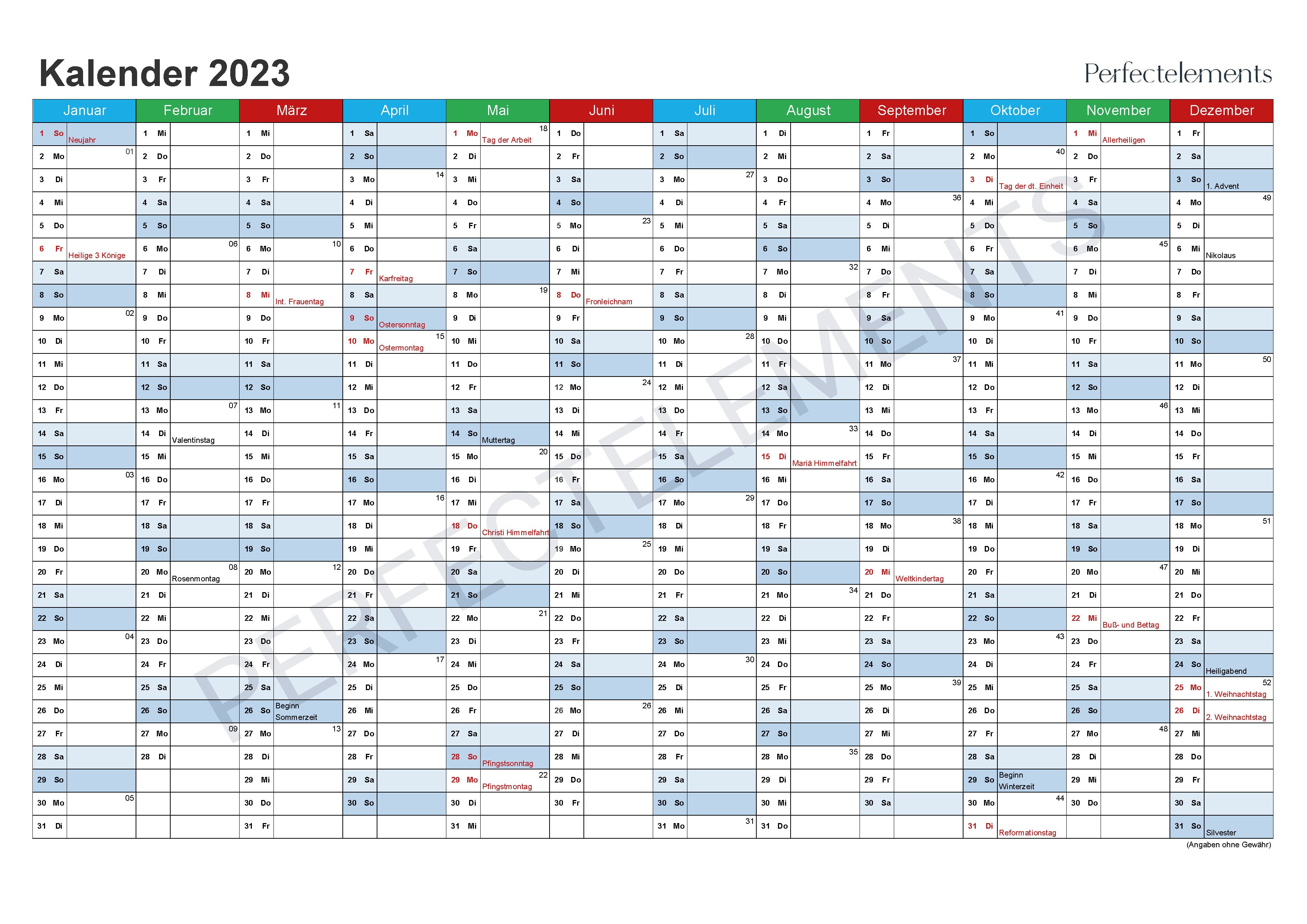 Jahreskalender 2023 im PDF-Format