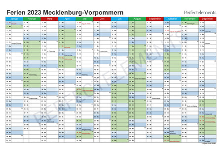 Jahreskalender 2023 im PDF-Format (Bundesland Mecklenburg-Vorpommern)