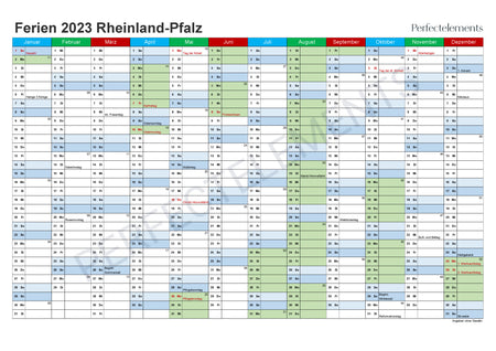 Jahreskalender 2023 im PDF-Format (Bundesland Rheinland-Pfalz)