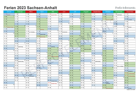 Jahreskalender 2023 im PDF-Format (Bundesland Sachsen-Anhalt)