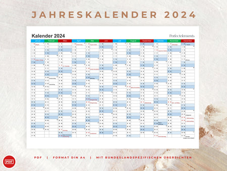 Jahreskalender 2024 im PDF-Format