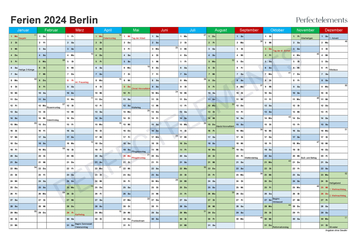 Jahreskalender 2024 im PDF-Format (Bundesland Berlin)