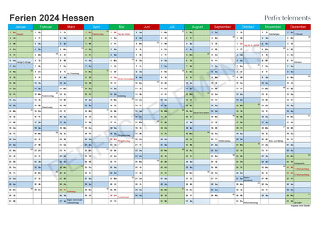 Jahreskalender 2024 im PDF-Format (Bundesland Hessen)