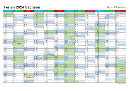 Jahreskalender 2024 im PDF-Format (Bundesland Sachsen)