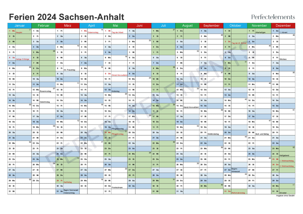 Jahreskalender 2024 im PDF-Format (Bundesland Sachsen-Anhalt)