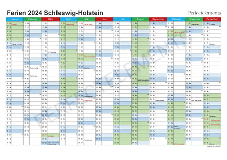 Jahreskalender 2024 im PDF-Format (Bundesland Schleswig-Holstein)