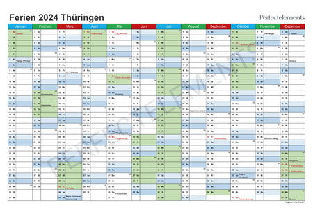 Jahreskalender 2024 im PDF-Format (Bundesland Thüringen)