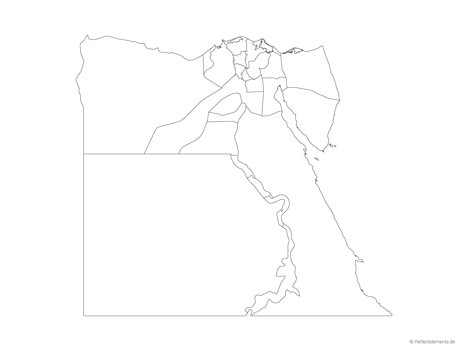 Vektor-Landkarte von Ägypten (Outline mit Regionen)