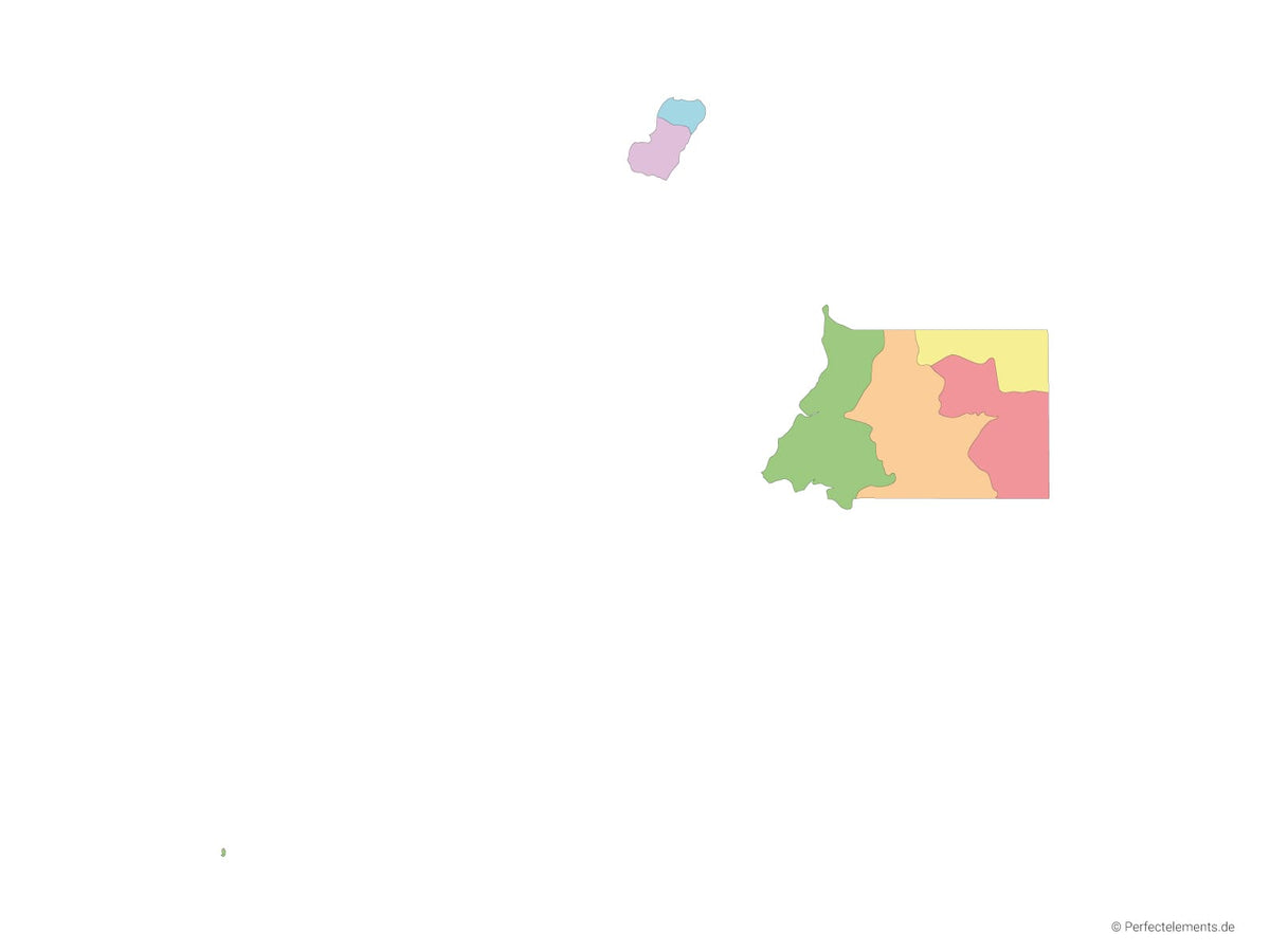 Vektor-Landkarte von Äquatorialguinea (Mehrfarbig mit Regionen)