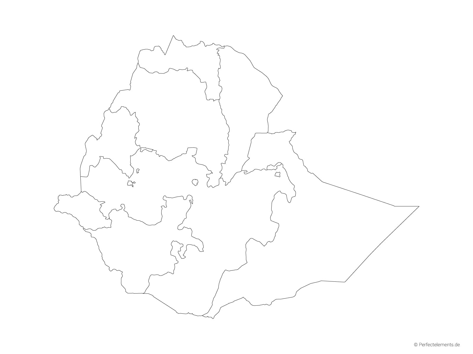 Vektor-Landkarte von Äthiopien (Outline mit Regionen)