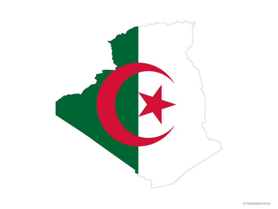 Vektor-Landkarte von Algerien (Flagge)