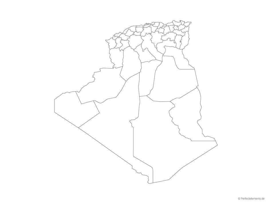 Vektor-Landkarte von Algerien (Outline mit Regionen)