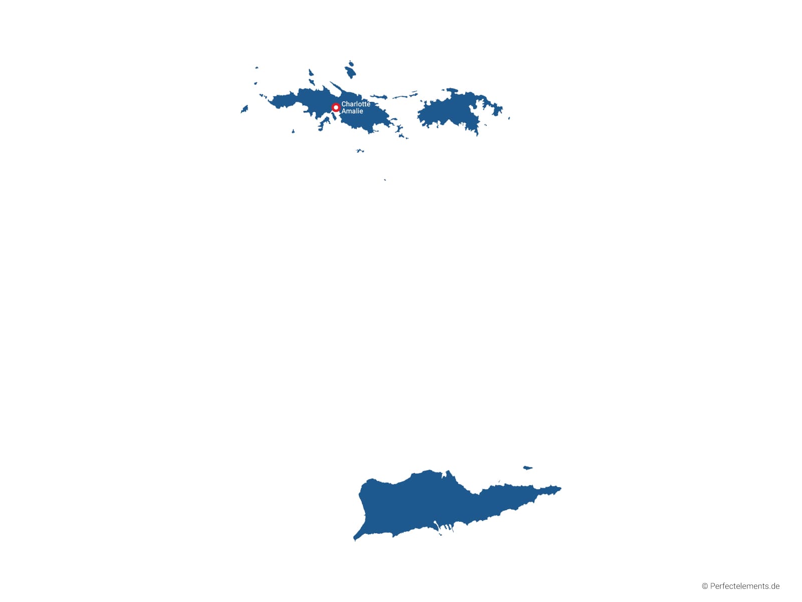 Vektor-Landkarte der Amerikanischen Jungferninseln (Einfarbig mit Hauptstadt und Regionen)