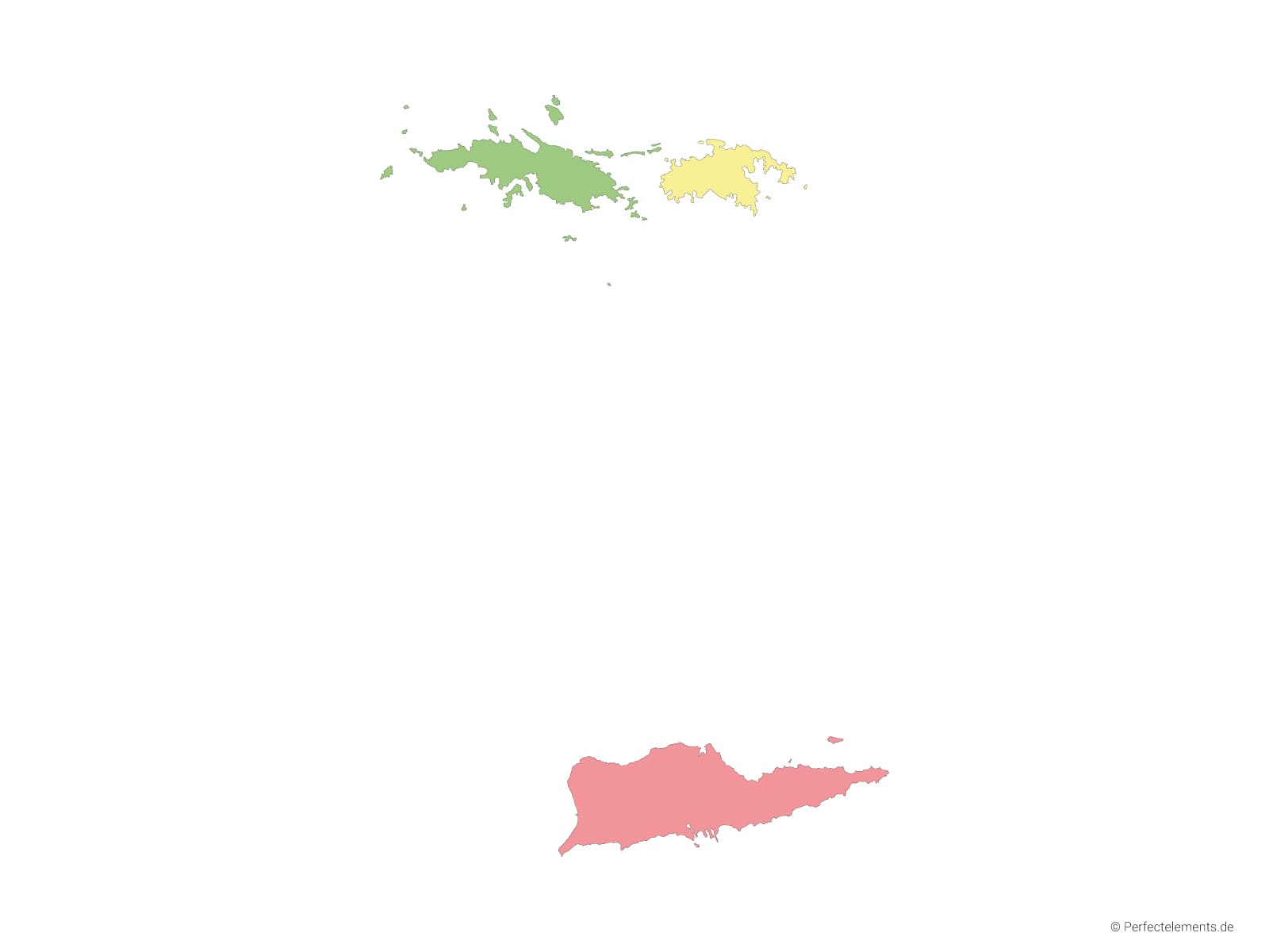 Vektor-Landkarte der Amerikanischen Jungferninseln (Mehrfarbig mit Regionen)