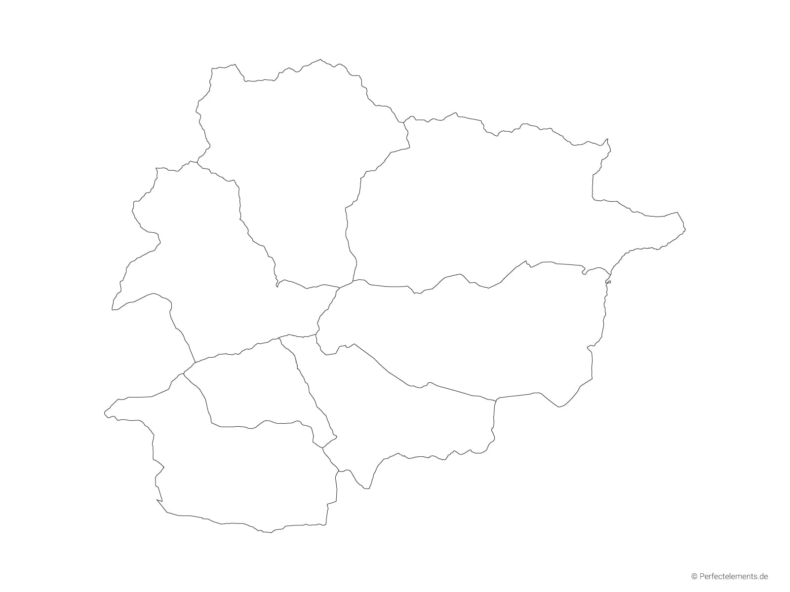 Vektor-Landkarte von Andorra (Outline mit Regionen)