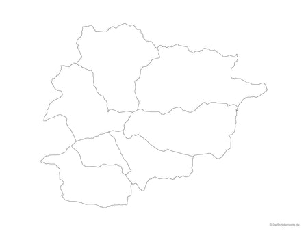 Vektor-Landkarte von Andorra (Outline mit Regionen)