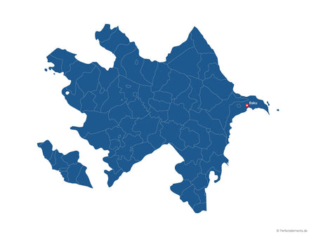 Vektor-Landkarte von Aserbaidschan (Einfarbig mit Hauptstadt und Regionen)