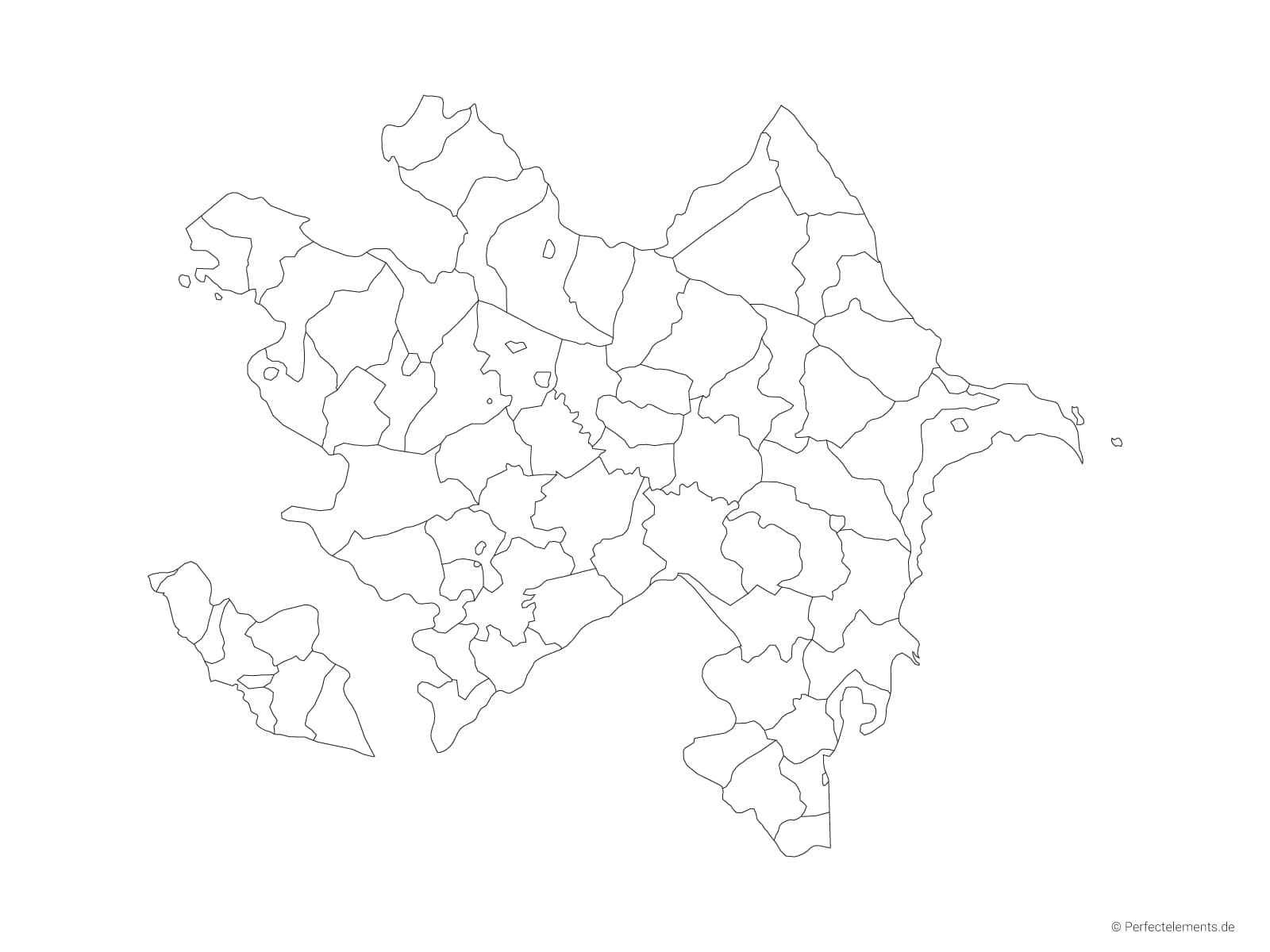 Vektor-Landkarte von Aserbaidschan (Outline mit Regionen)