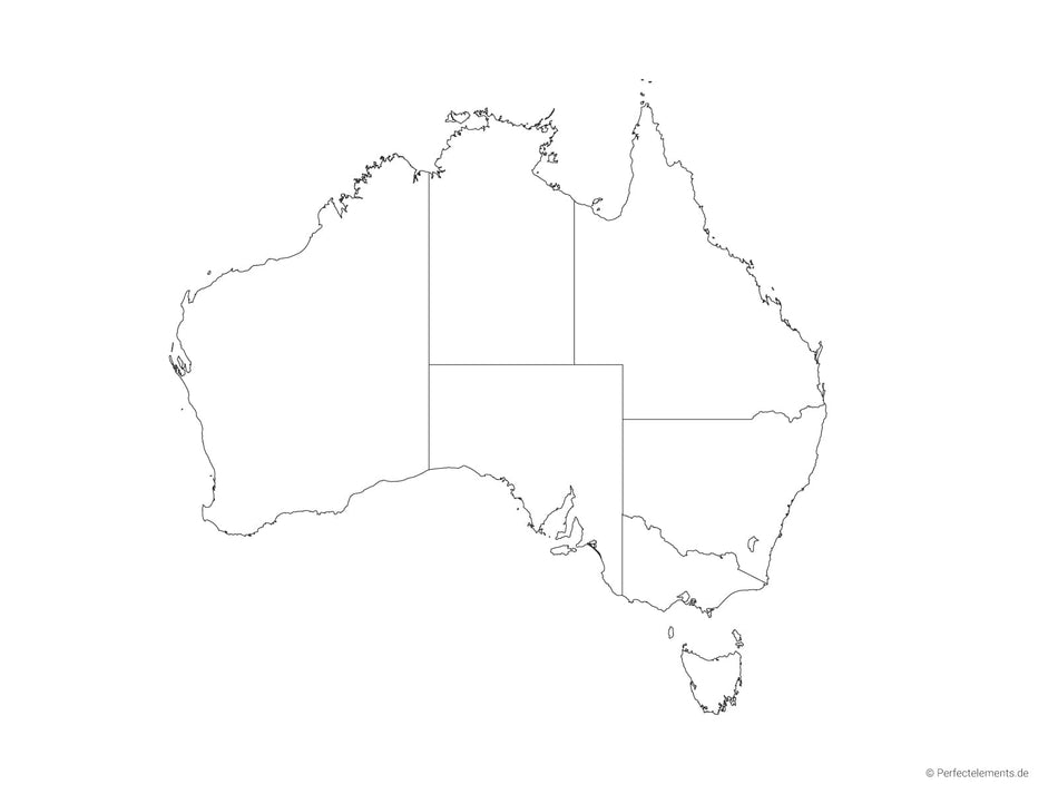 Vektor-Landkarte von Australien (Outline mit Regionen)