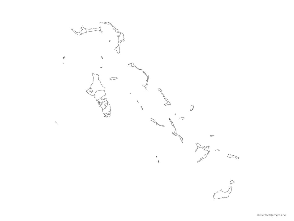 Vektor-Landkarte der Bahamas (Outline mit Regionen)