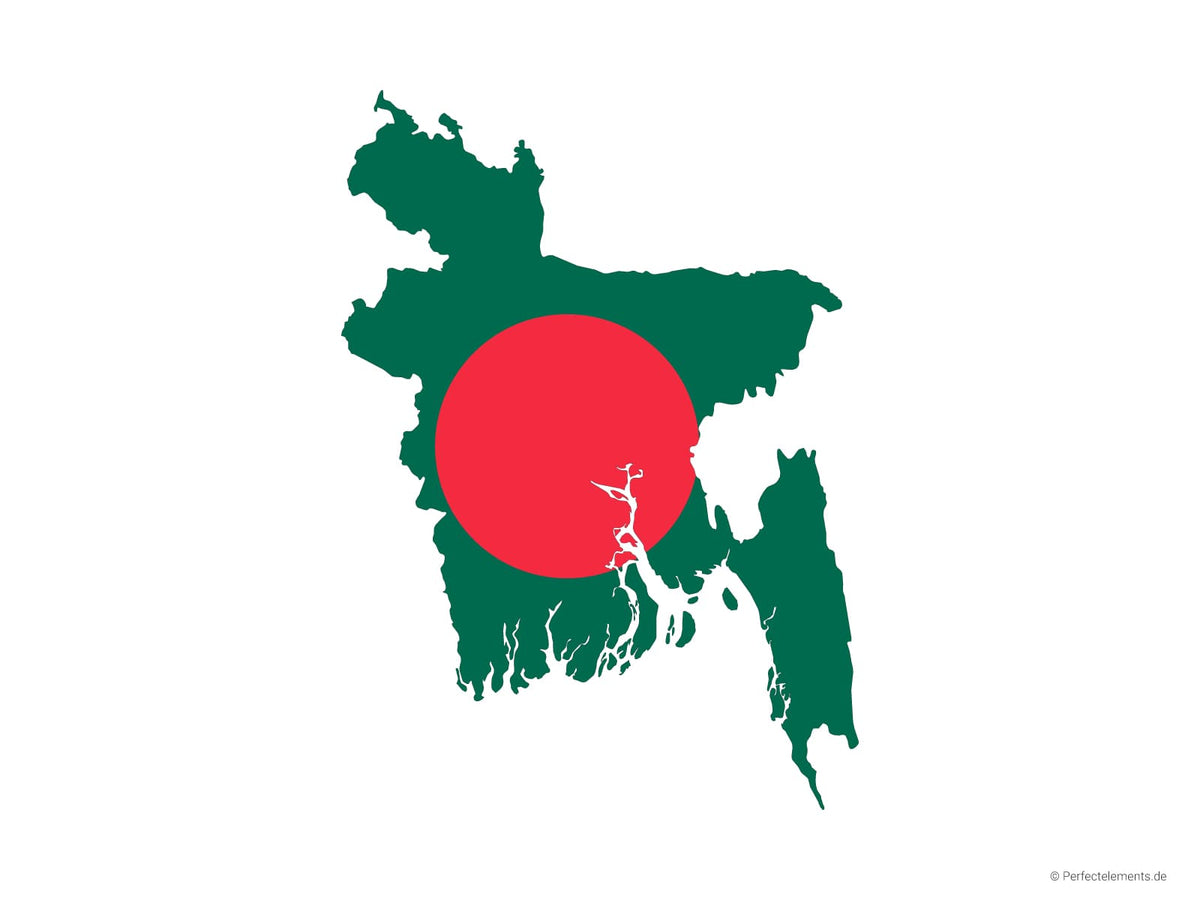 Vektor-Landkarte von Bangladesch (Flagge)