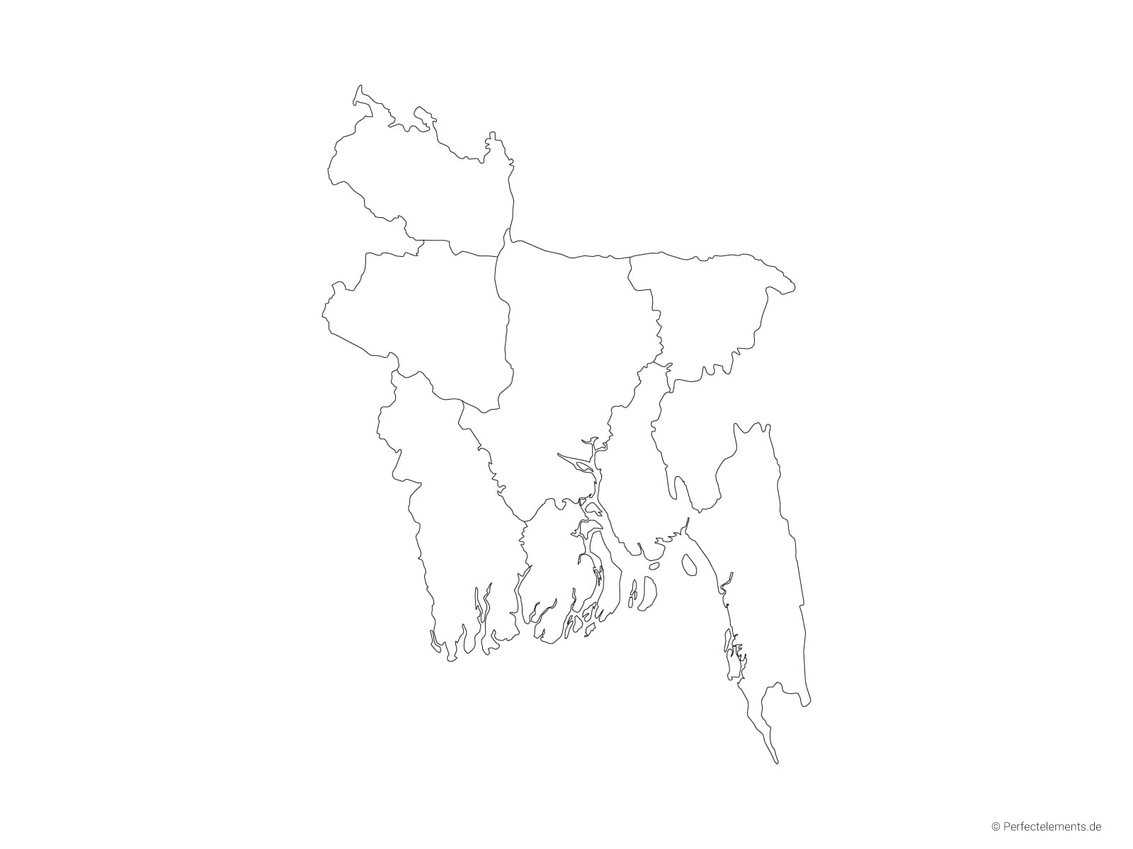 Vektor-Landkarte von Bangladesch (Outline mit Regionen)