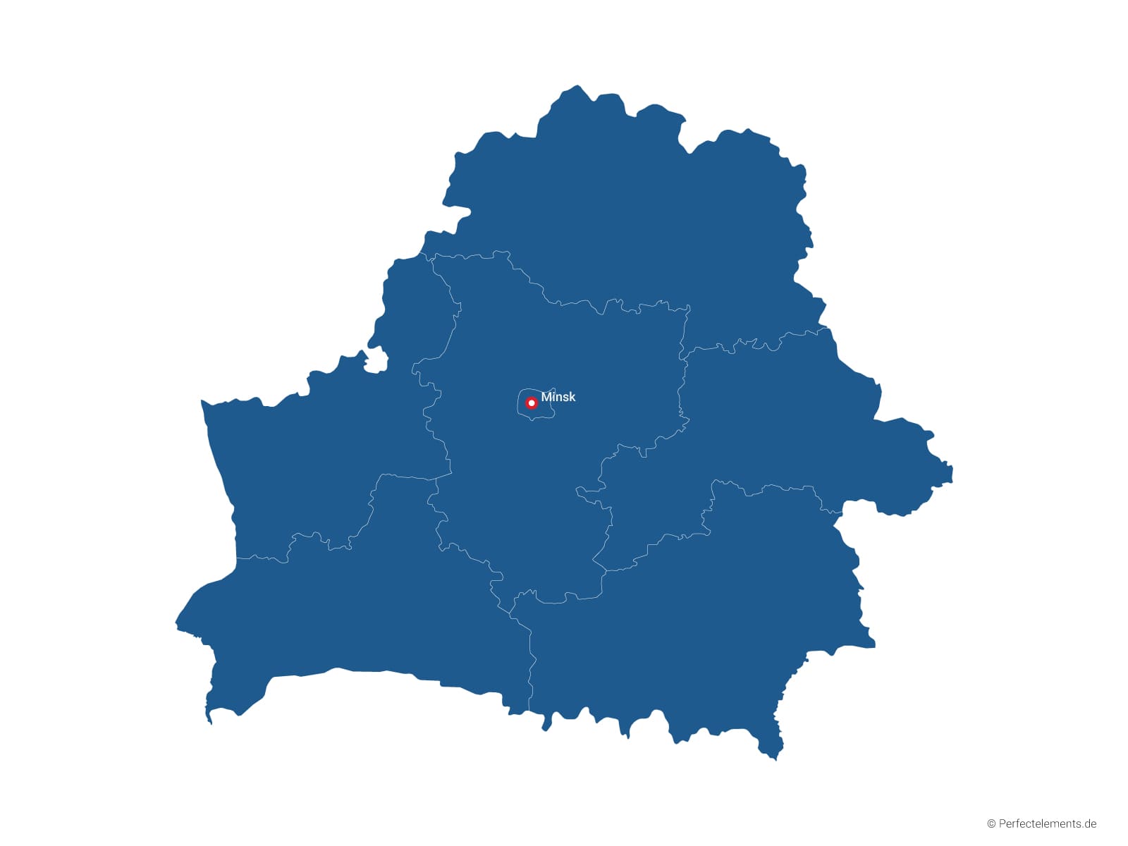 Vektor-Landkarte von Belarus (Einfarbig mit Hauptstadt und Regionen)