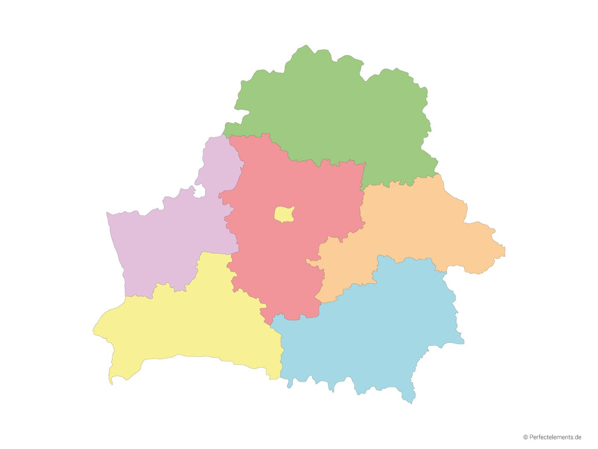 Vektor-Landkarte von Belarus (Mehrfarbig mit Regionen)