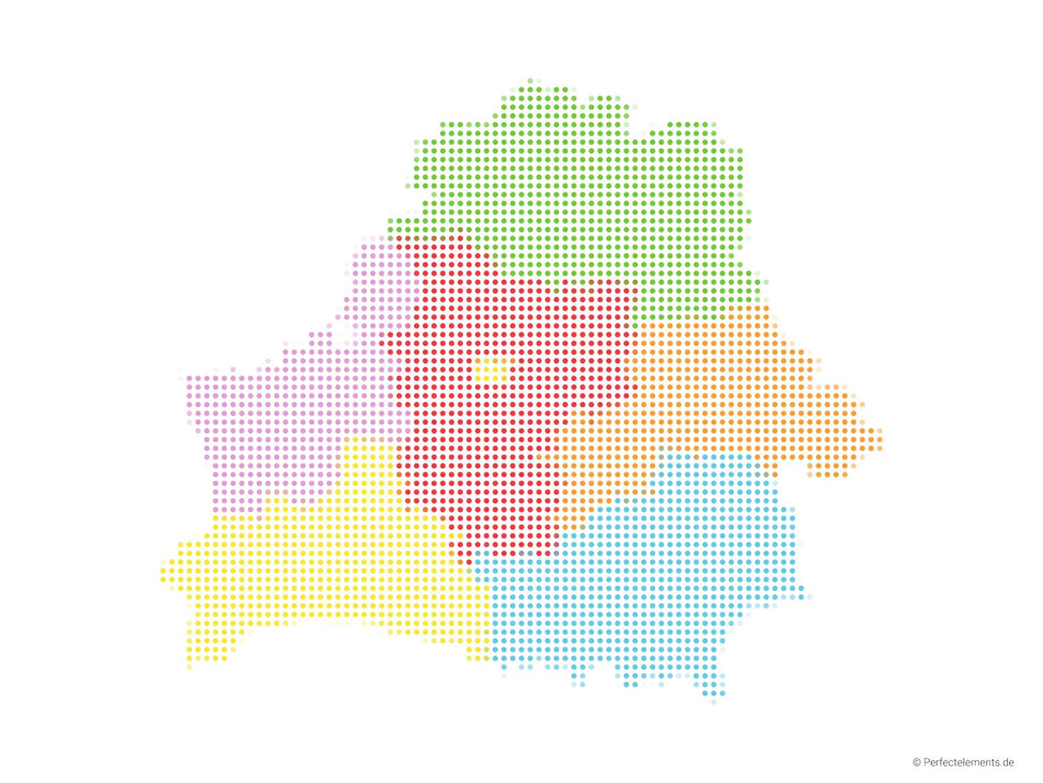 Vektor-Landkarte der Belarus (Punkte rund, mehrfarbig)