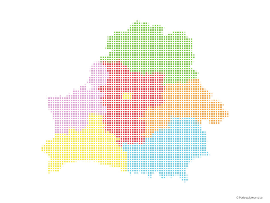 Vektor-Landkarte der Belarus (Punkte eckig, mehrfarbig)