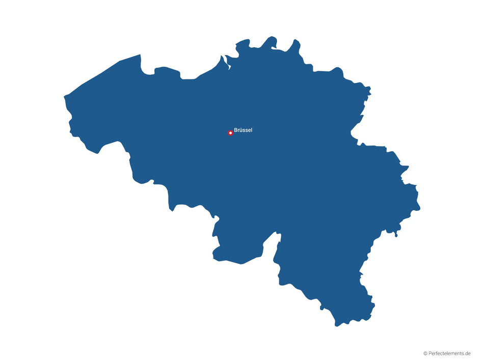 Vektor-Landkarte von Belgien (Einfarbig mit Hauptstadt)