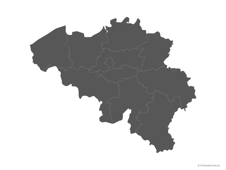 Vektor-Landkarte von Belgien (Einfarbig mit Regionen)