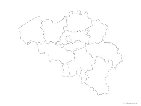 Vektor-Landkarte von Belgien (Outline mit Regionen)